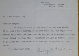 Typed Letter Signed, to "Wm. Earl Hodgson Esq.". Rudyard Kipling.