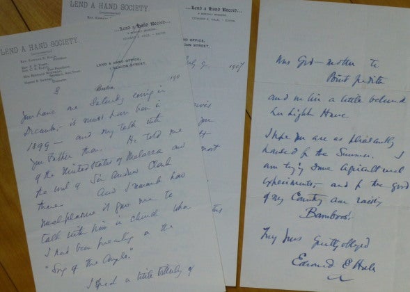 Item #14493 Two Autograph Letters Signed, to "Dear Miss Dodge" Edward E. Hale.