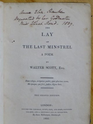 THE LAY OF THE LAST MINSTREL. A Poem. [inscribed by Scott]