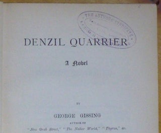DENZIL QUARRIER. A Novel.