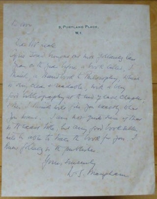 Item #14922 Autograph Letter Signed. W. Maugham, omerset