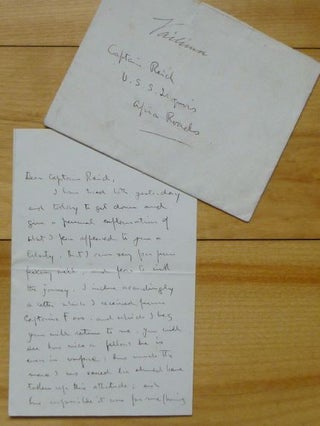 Autograph Letter Signed, to "Dear Captain Reid". Robert Louis Stevenson.