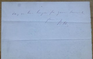 Autograph Letter Initialed, to his Boston publisher "My dear [James R.] Osgood".