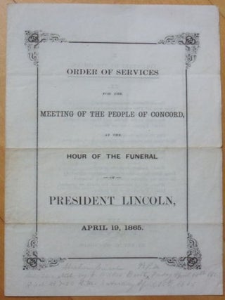 Item #15907 ORDER OF SERVICES for the MEETING OF THE PEOPLE OF CONCORD, at the HOUR OF THE...