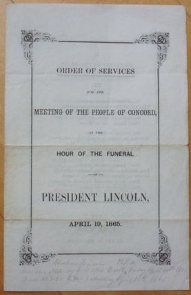 Item #15907 ORDER OF SERVICES for the MEETING OF THE PEOPLE OF CONCORD, at the HOUR OF THE...