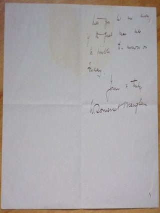 Autograph Letter Signed, to "Dear Mr. Metcalf.&quot. W. Somerset Maugham.